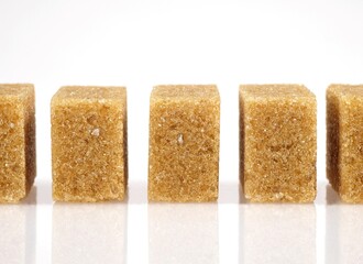 Brown Sugar, Cubes against White Background