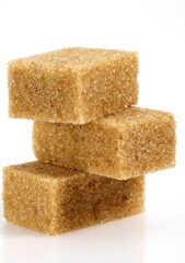 Brown Sugar, Cubes against White Background