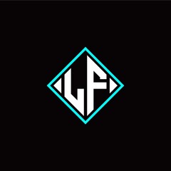 Initial L F letter with square style logo template vector