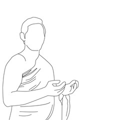 Line art muslim people with clothing hajj design isolated on white background