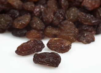 Currants, vitis vinifera apyrena, Dried Fruits againsy White Background