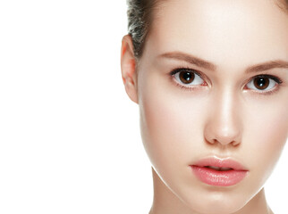 Obraz premium Beautiful face woman natural clean fresh skin young female model face portrait