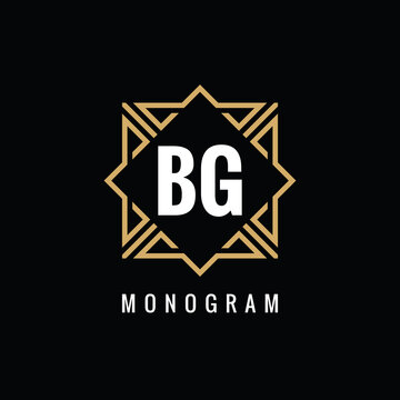 Monogram BG initial letters - concept logo template design. Initials B & G in frame shape. Vector illustration. 