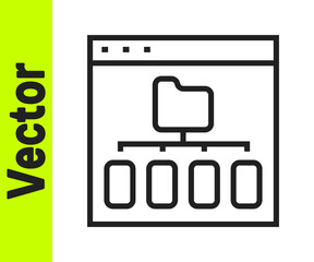 Black line Browser files icon isolated on white background. Vector.