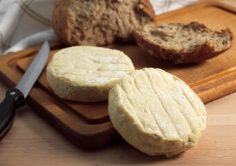 Bread with French Cheese called Saint Marcellin produced from Cow's Milk