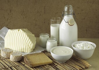 Dairy Produce, Butter, Milk, Double Cream, Soft Cheese, Yogurt and Cantal and Goat Cheese