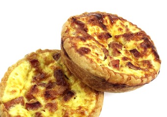 French Lorraine Quiche against White Background