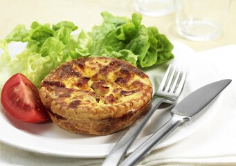 Plate with Leek Quiche and Tomatoe