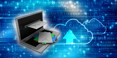 3d rendering laptops with mail envelops