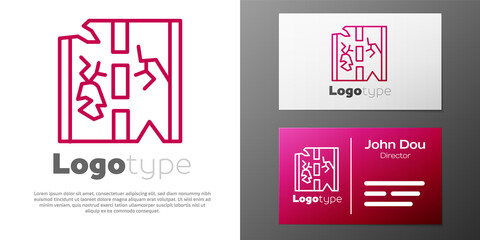 Logotype line Broken road icon isolated on white background. Logo design template element. Vector.