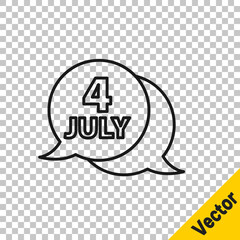 Black line USA Independence day icon isolated on transparent background. 4th of July. United States of America country. Vector.