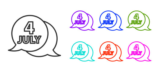 Black line USA Independence day icon isolated on white background. 4th of July. United States of America country. Set icons colorful. Vector.