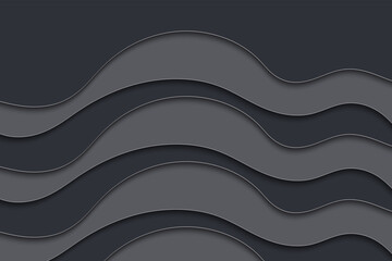 Abstract curved wave template for your design. Illustration with curves lines. Wavy paper cut background.