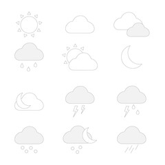 Fototapeta premium Weather icons set in outline style