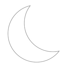 Outline young moon icon. Half moon symbol