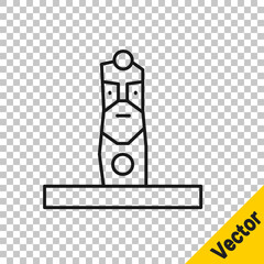 Black line Slavic pagan idol icon isolated on transparent background. Antique ritual wooden idol. Vector.