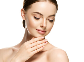 Womanhealthy skin manicure nails beauty cosmetic natural make up portrait