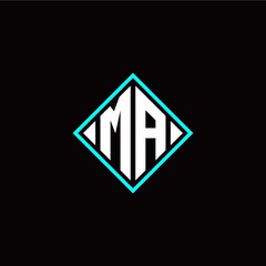 Initial M A letter with square style logo template vector