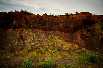 View of volcanic crater in Racos village