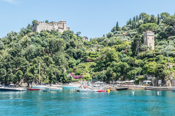 Naklejka premium The bay of Portofino with the castle