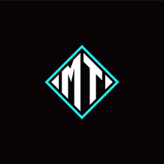 Initial M T letter with square style logo template vector