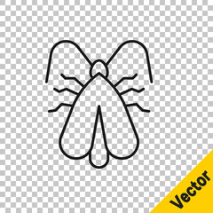 Black line Clothes moth icon isolated on transparent background. Vector.