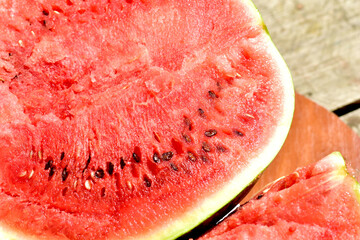 Close-up shot of half a watermelon.