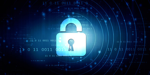 2d illustration Safety concept: Closed Padlock on digital background