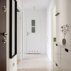 Simple white home hallway