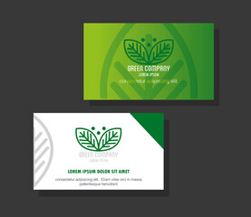corporate identity brand mockup, business cards green mockup, green company sign vector illustration design
