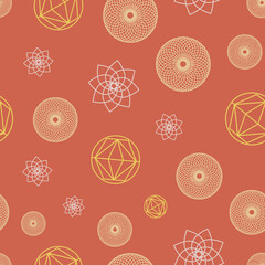 Cute Pink Geometric Abstract Symbols Seamless Pattern