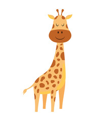 cute cartoon little giraffe isolated on white