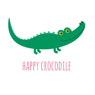 cartoon cute crocodile isolated on white background