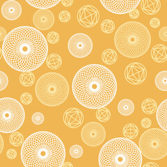 Fototapeta premium Yellow Seamless Pattern with Geometric Round Symbols