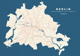 Berlin map vector poster flyer - obrazy, fototapety, plakaty