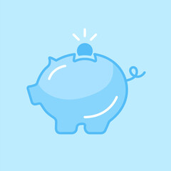 Piggy Bank Blue Vector Icon Background