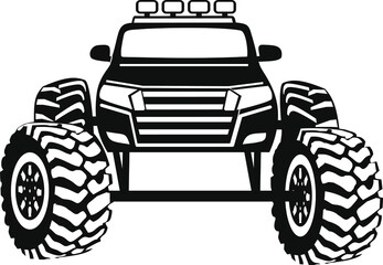 Double exhaust monster truck on white backgroun. VECTOR © Teymen