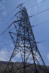 Electricity pylons near the Neriyamangalam power house in Kerala State of India