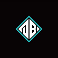 Initial Q B letter with square style logo template vector