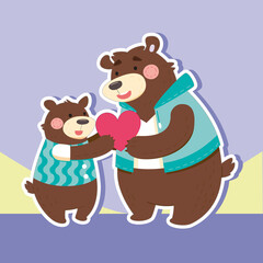Obraz na płótnie Canvas Vector illustration of brown bears for father's day. Illustrator 10 EPS.