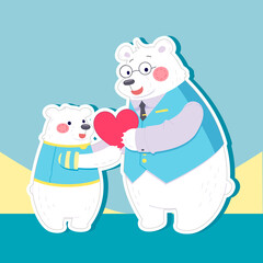 Vector illustration of polar bears for father's day. Illustrator 10 EPS.