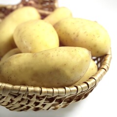 Charlotte Potato, solanum tuberosum, Vegetable against White Background