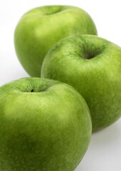Granny Smith Apple, malus domestica, Fruits against White Background