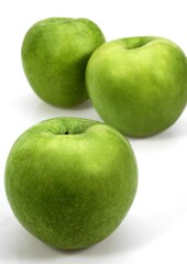Granny Smith Apple, malus domestica, Fruits against White Background