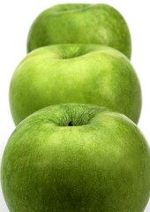 Granny Smith Apple, malus domestica, Fruits against White Background