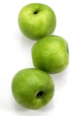 Granny Smith Apple, malus domestica, Fruits against White Background