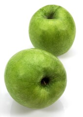 Granny Smith Apple, malus domestica, Fruits against White Background