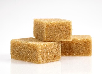 Cubes of Brown Sugar against White Background
