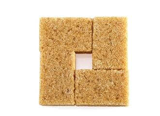 Cubes of Brown Sugar against White Background
