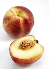 White Peach, persica vulgaris, Fruits against White Background